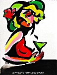 Greta Garbo painting, abstract martini girl, original acrylic art by Martina